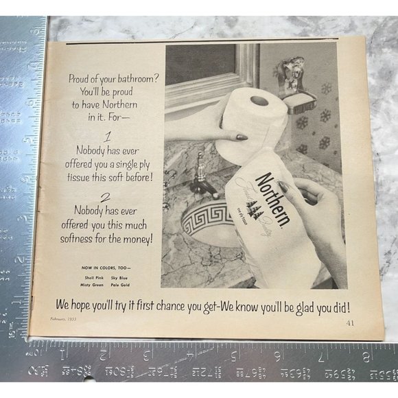 Northern Tissue Toilet Paper Vintage Print Ad 1955 Bathroom Decor - Picture 2 of 6